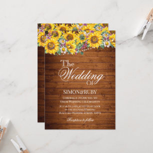 Budget Rustic floral wood QR Code Wedding Invitation