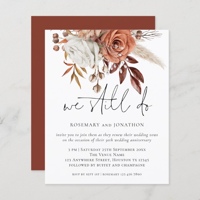 Budget Rustic Florals We Still Do Vow Renewal  (Front/Back)