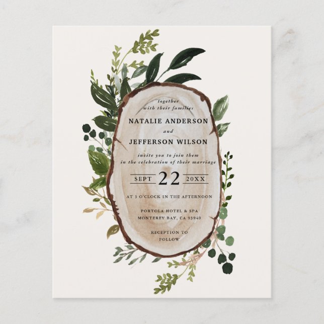 budget Rustic Foliage Farmhouse Wedding invitation Flyer (Front)