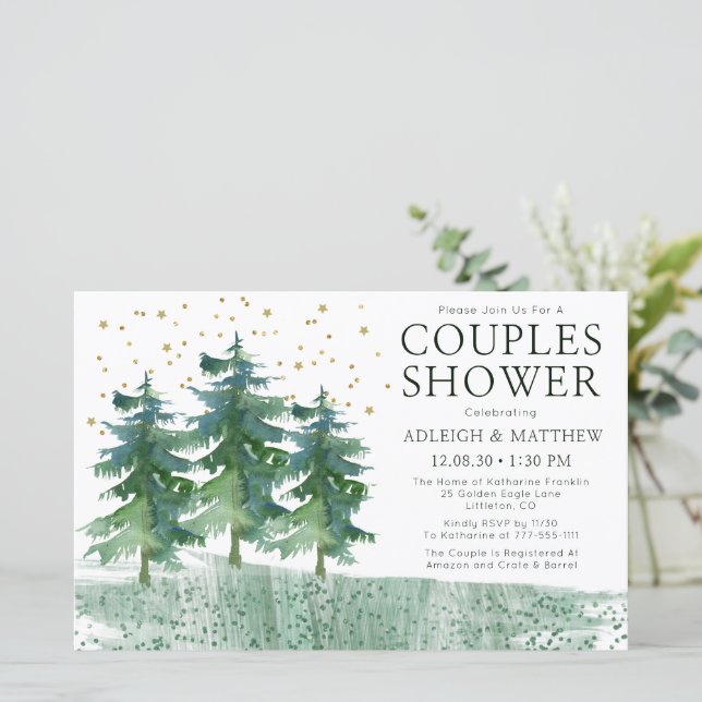 Budget Rustic Forest Watercolor Couples Shower (Standing Front)