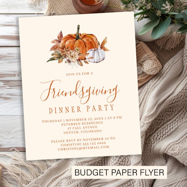 Budget rustic Friendsgiving dinner invitation Flyer (Creator Uploaded)