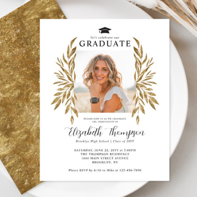 Budget Rustic Gold Leaves Photo Graduation Party (Creator Uploaded)