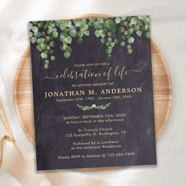 Budget Rustic Greenery Celebration Of Life Invite (Creator Uploaded)