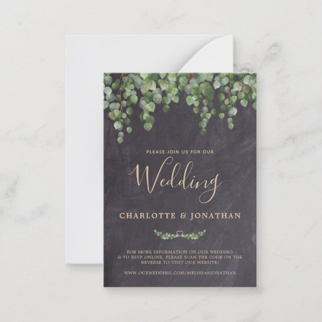 Budget Rustic Greenery QR Code Wedding Invitation (Front)
