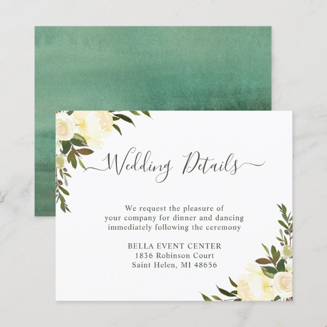 Budget Rustic Greenery Wedding Details Card (Front/Back)