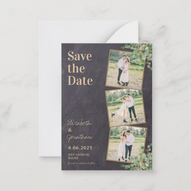 Budget Rustic Greenery Wedding Save The Date Card (Front)