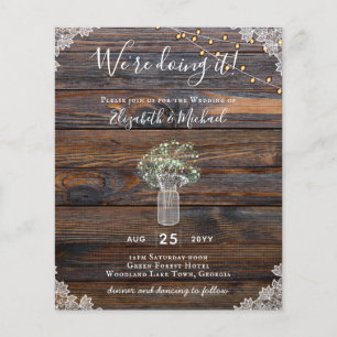 BUDGET Rustic Gypsophila Lights Mason Jars Invite
