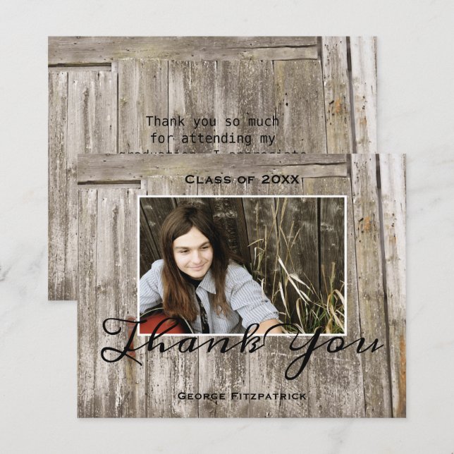 Budget Rustic High School Graduation Thank You (Front/Back)