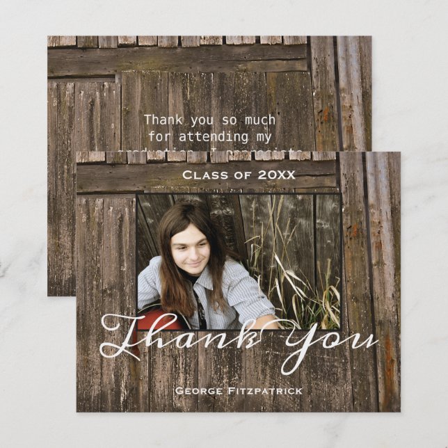 Budget Rustic High School Graduation Thank You (Front/Back)