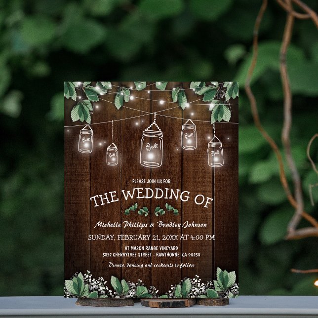 Budget Rustic Jar Greenery Wedding Invitation (Creator Uploaded)