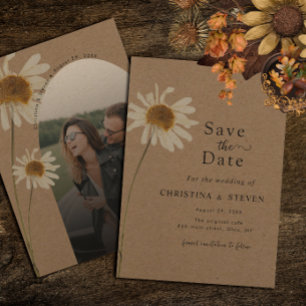 Budget Rustic Kraft Dried Sunflower Wedding Photo Save The Date