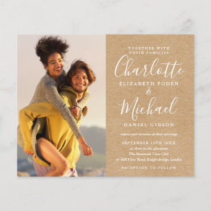 Budget Rustic Kraft Photo Wedding Invitation