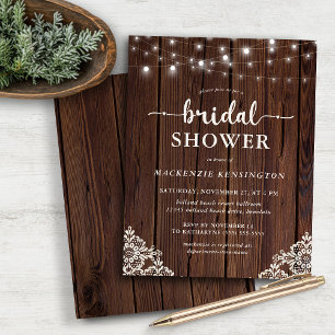 BUDGET Rustic Lace Wood String Light Bridal Shower