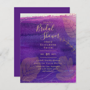 Budget Rustic Lavender Gold Bridal Shower Invite