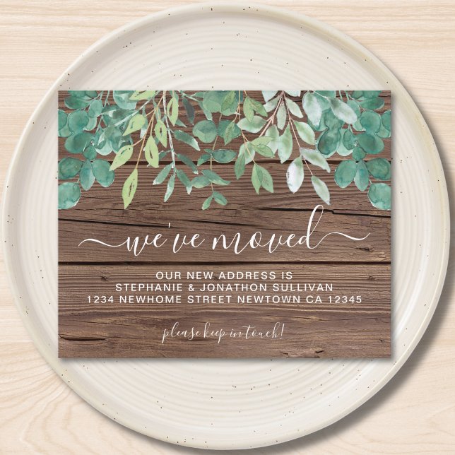 Budget Rustic Leaves We've Moved Announcement Card (Creator Uploaded)