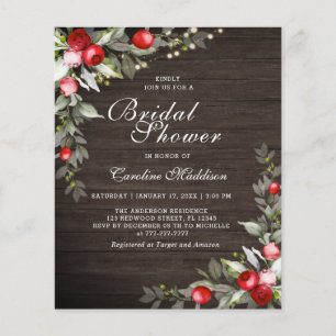 Budget Rustic Light Winter Bridal Shower Flyer 