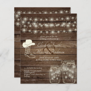 Budget Rustic Lights Mason Jars Cowboy Boot Hat