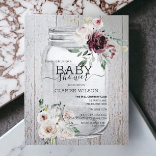 BUDGET Rustic Mason Jar Baby Shower Invitation