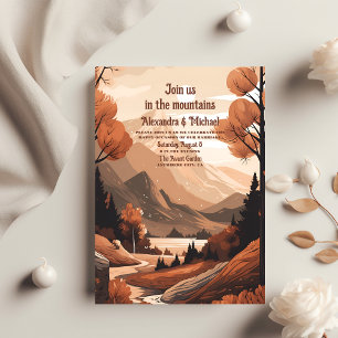 Budget Rustic Mountain Forest Evergreen Wedding Flyer