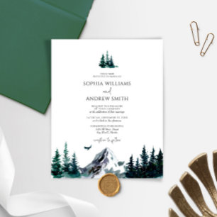 Budget Rustic Mountain Forest Wedding Invitation