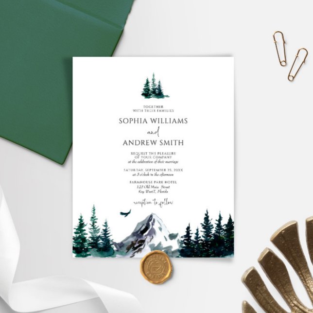 Budget Rustic Mountain Forest Wedding Invitation (Creator Uploaded)