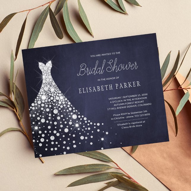 Budget rustic navy bridal shower invitation (Creator Uploaded)