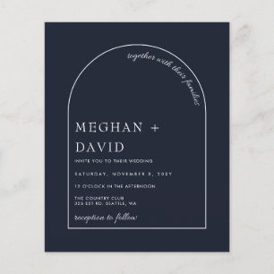 Budget Rustic Navy Modern Arch Wedding Invitation