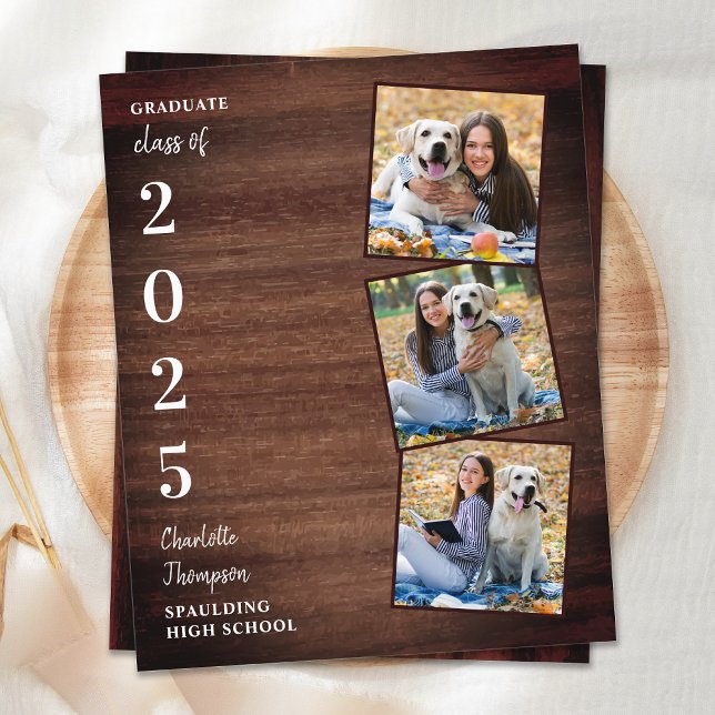 Budget Rustic Photo Collag Graduation Announcement (Creator Uploaded)
