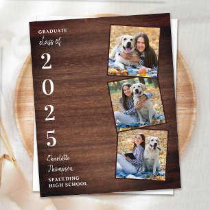 Budget Rustic Photo Collage Graduation Invitations