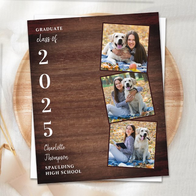 Budget Rustic Photo Collage Graduation Invitations (Creator Uploaded)