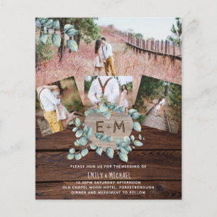 Budget Rustic Photo EUCALYPTUS Wedding Invitations