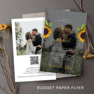 Budget rustic photo QR RSVP wedding invitation Flyer