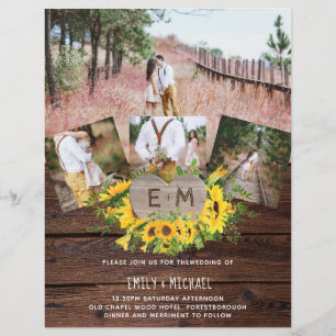 Budget Rustic Photo Sunflowers Wedding Invitations