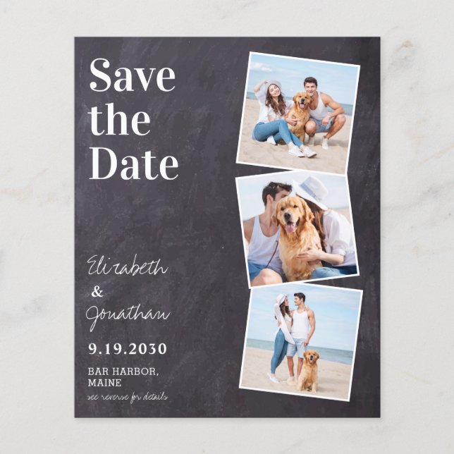 Budget Rustic Photos QR Code Wedding Save The Date (Front)
