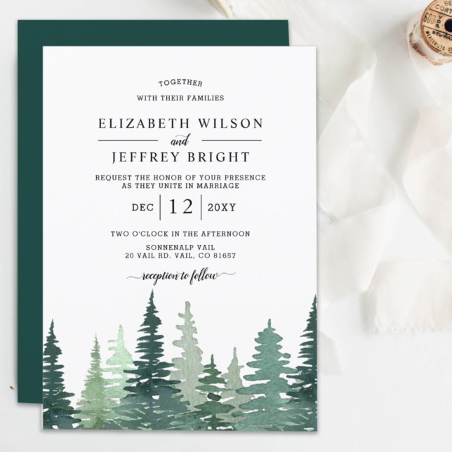 Budget Rustic Pine Forest Wedding Invitation (Creator Uploaded)
