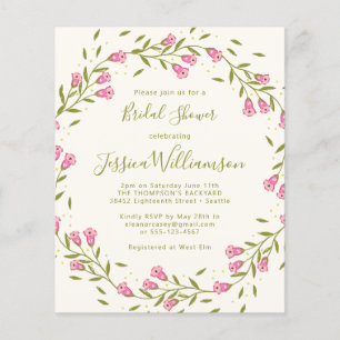 Budget Rustic Pink Garden Flowers Bridal Shower  