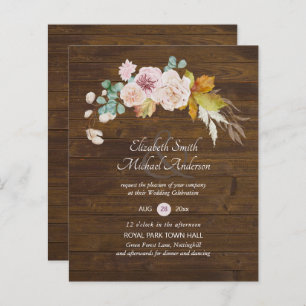 Budget Rustic Plum Blooms Ginger Wedding Invites