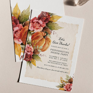 Budget Rustic Pumpkin Friendsgiving Invitation Flyer
