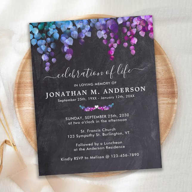 Budget Rustic Purple Greenery Celebration Of Life  (Creator Uploaded)