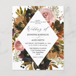 Budget Rustic Purple, Pink & Gold Floral Wedding F Flyer