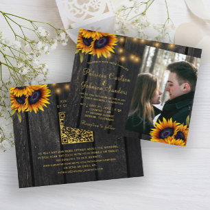 Budget rustic QR code photo wedding invitation