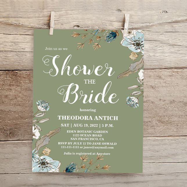 Budget Rustic Sage Green Bridal Shower Invitation (Creator Uploaded)