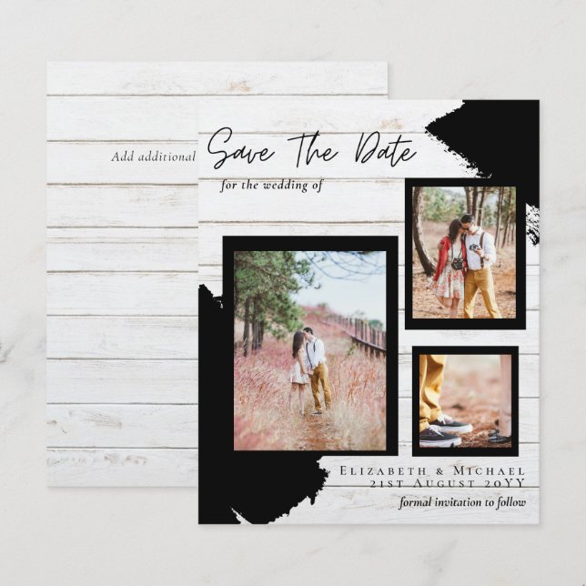 BUDGET RUSTIC SAVE the DATE Engagement Driftwood (Front/Back)