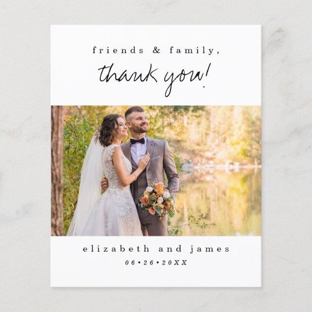 BUDGET Rustic Script Thank You Wedding Photo Flyer (Front)