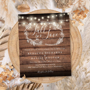 Budget Rustic String Light Fall Wedding Invitation