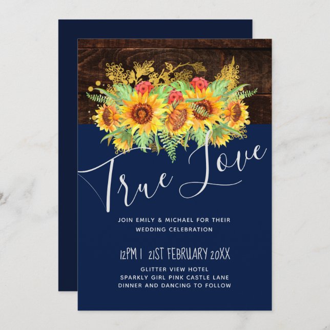 Budget Rustic Summer Sunflowers Floral Wedding  (Front/Back)