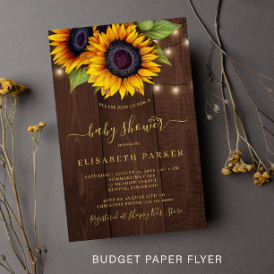 Budget rustic sunflower baby shower invitation flyer
