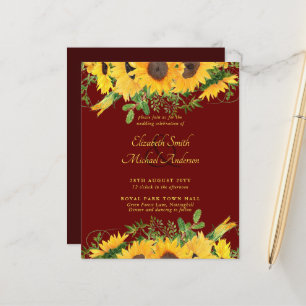 BUDGET Rustic Sunflower Themed Wedding Invite