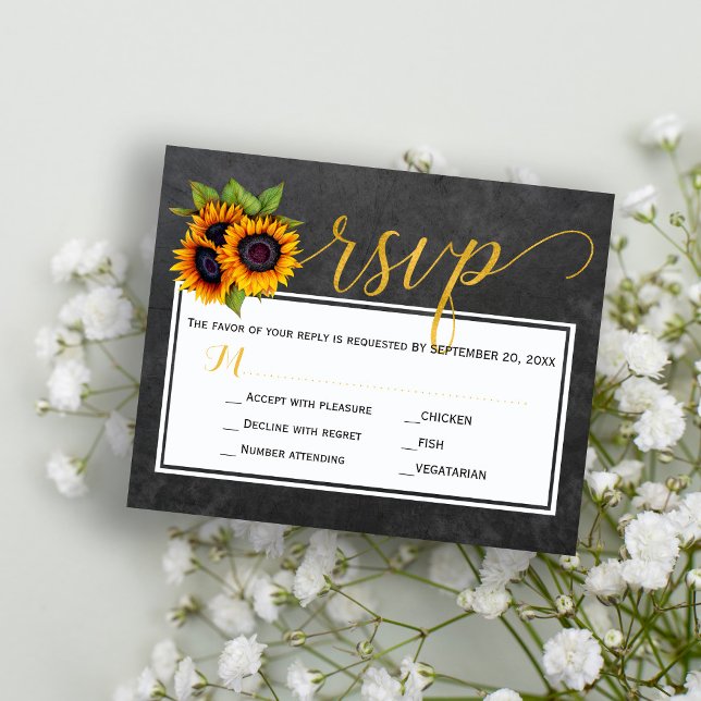 Budget rustic sunflower wedding rsvp card (Creator Uploaded)