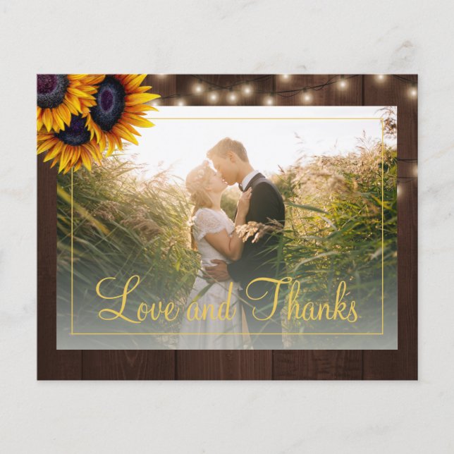 Budget rustic sunflower wedding thank you flyer (Front)